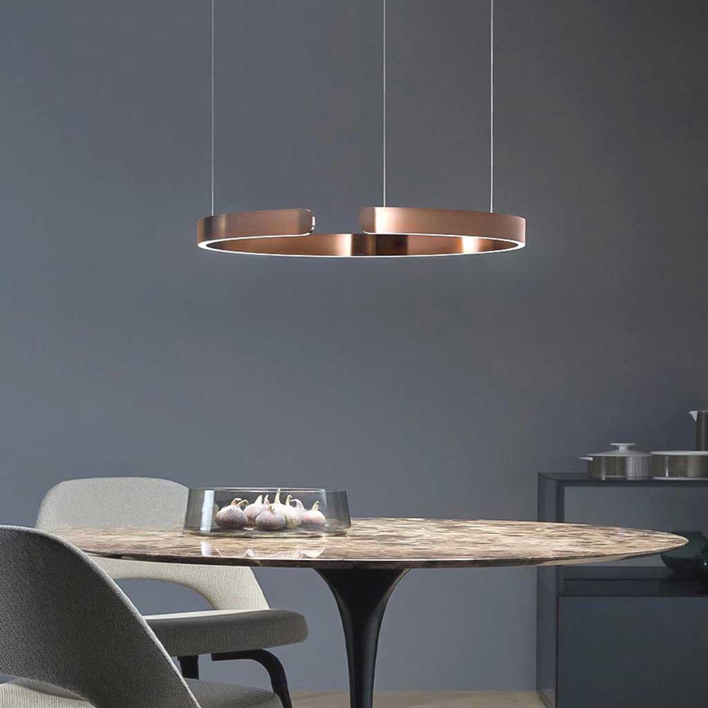 Dimmable LED Ring Ceiling Light Fixture Modern Aluminum Multi-Ring Chandelier for Dining Room Kitchen Island Living Room Bedroom Adjustable