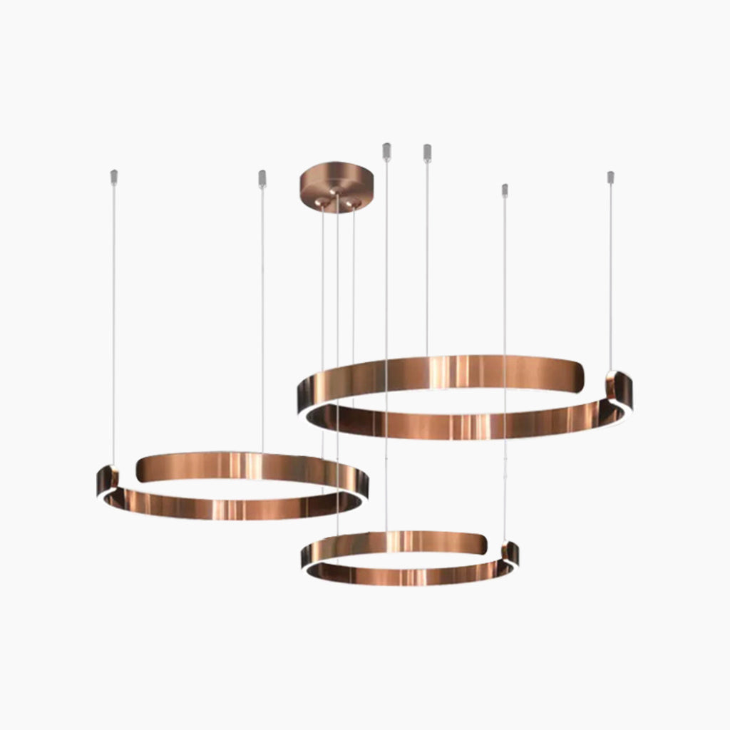Dimmable LED Ring Ceiling Light Fixture Modern Aluminum Multi-Ring Chandelier for Dining Room Kitchen Island Living Room Bedroom Adjustable