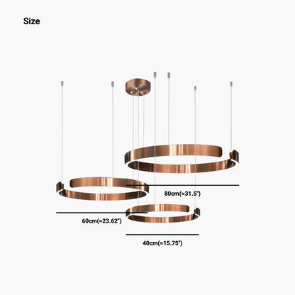 Dimmable LED Ring Ceiling Light Fixture Modern Aluminum Multi-Ring Chandelier for Dining Room Kitchen Island Living Room Bedroom Adjustable