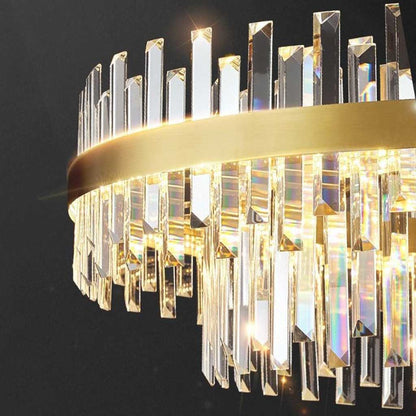 Crystal Ceiling Fixture with Adjustable Light Tones Gold Metal Frame 31.5 Inch for Dining Room Living Room Bedroom Modern Overhead Lighting