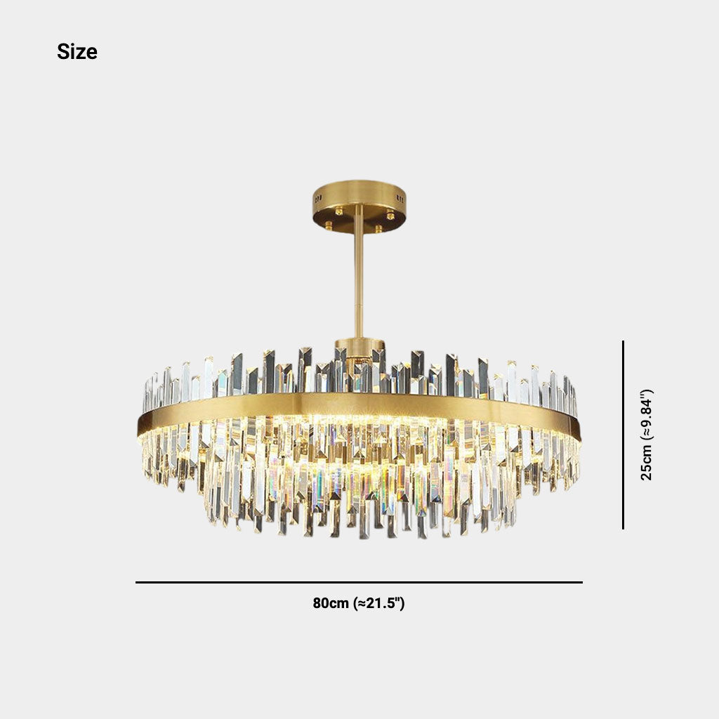 Crystal Ceiling Fixture with Adjustable Light Tones Gold Metal Frame 31.5 Inch for Dining Room Living Room Bedroom Modern Overhead Lighting