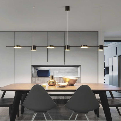 Multi-Head Island Pendant Light with Adjustable Brightness and Temperature for Dining Tables | Modern Aluminum Overhead Fixture in Black or
