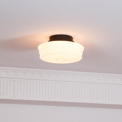 Flush Mount Ceiling Light Fixture Multi-Bulb Black Metal Glass 14 Inch for Living Room Dining Room Indoor Overhead Lighting E26 E27 Base