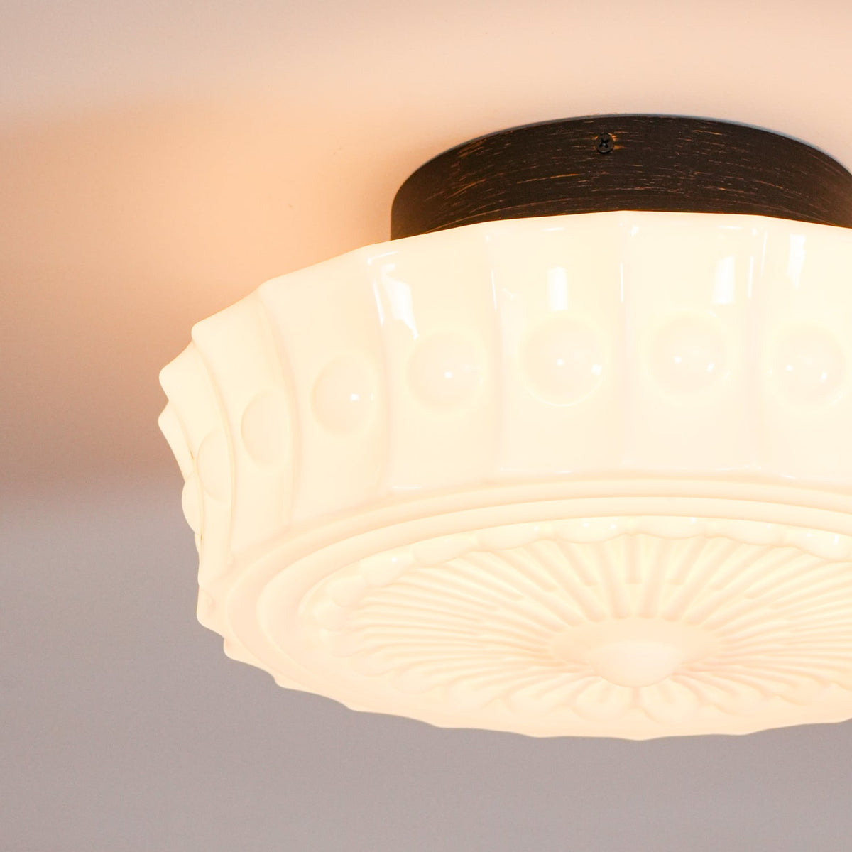 Flush Mount Ceiling Light Fixture Multi-Bulb Black Metal Glass 14 Inch for Living Room Dining Room Indoor Overhead Lighting E26 E27 Base
