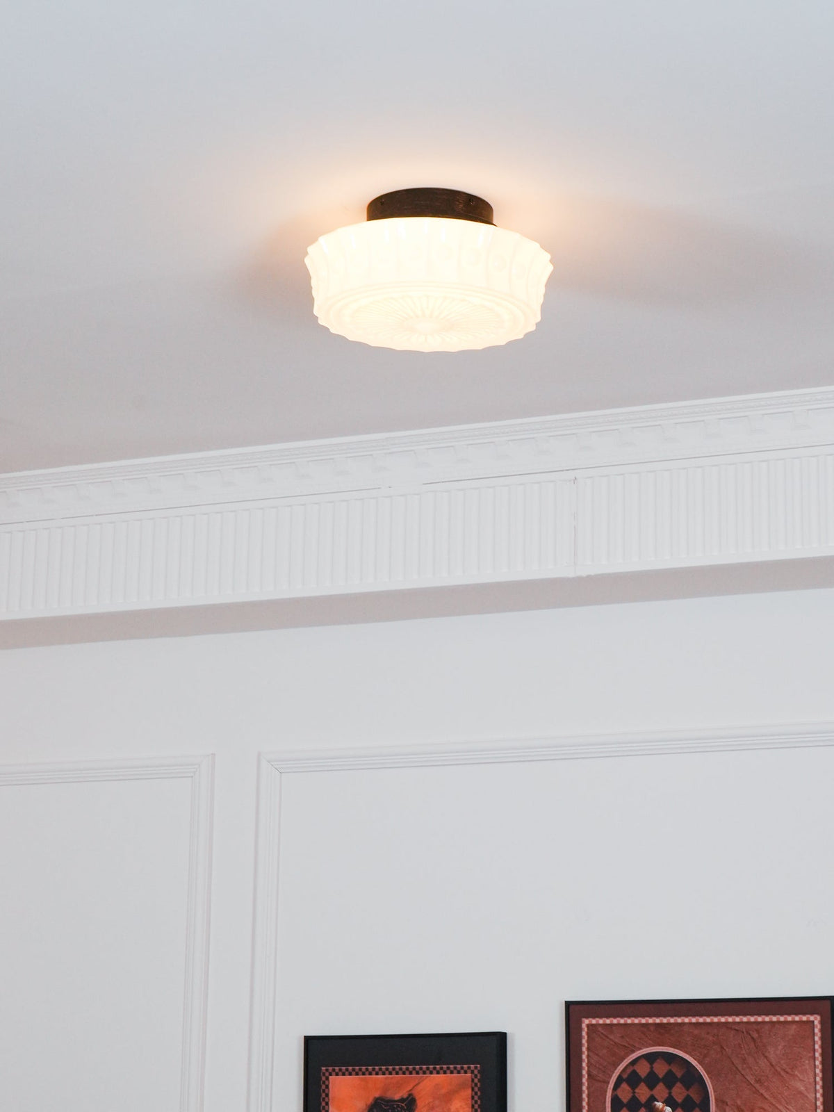 Flush Mount Ceiling Light Fixture Multi-Bulb Black Metal Glass 14 Inch for Living Room Dining Room Indoor Overhead Lighting E26 E27 Base