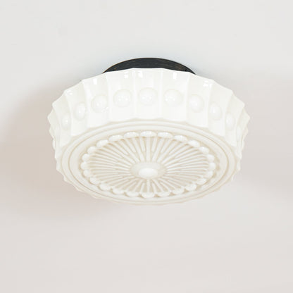 Flush Mount Ceiling Light Fixture Multi-Bulb Black Metal Glass 14 Inch for Living Room Dining Room Indoor Overhead Lighting E26 E27 Base