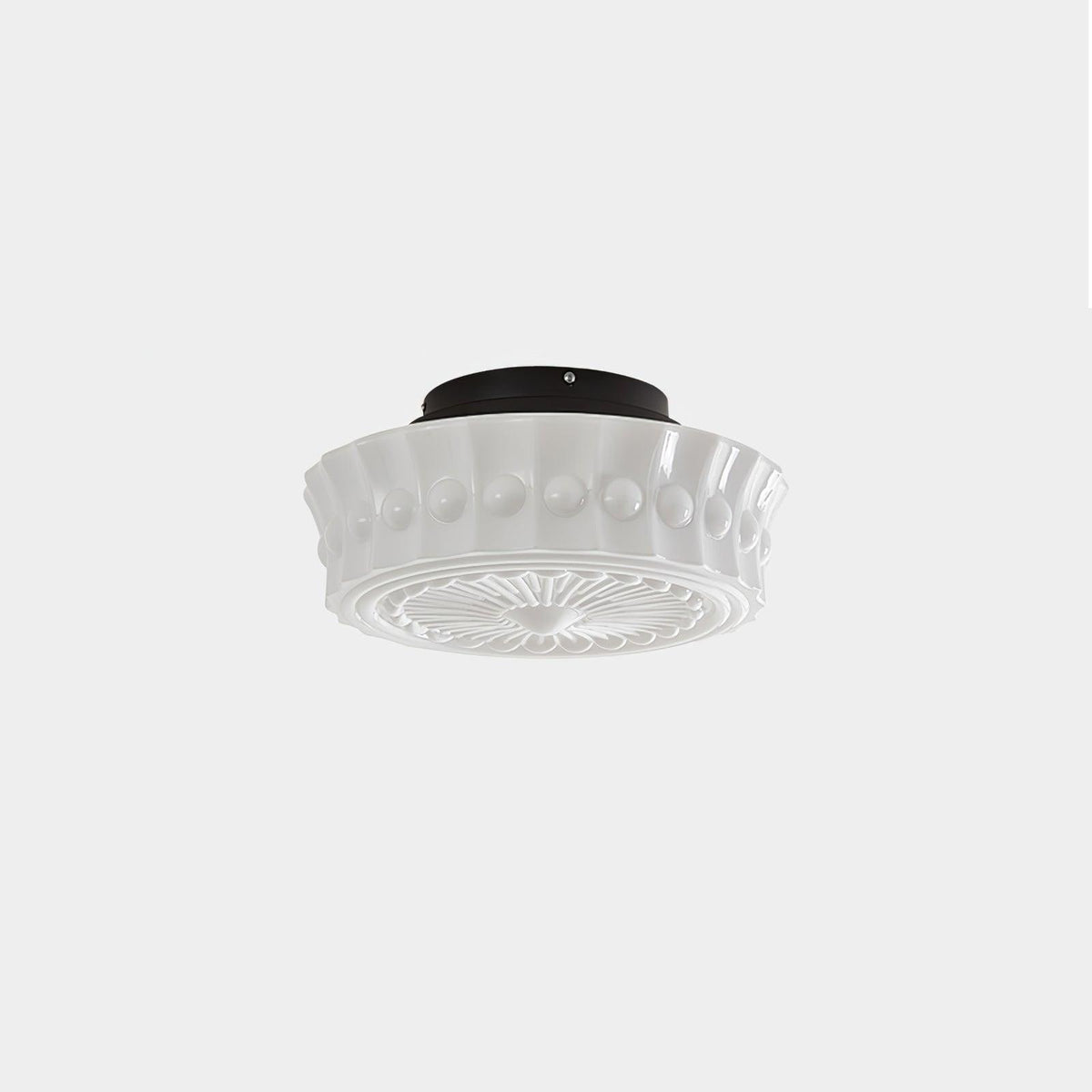 Flush Mount Ceiling Light Fixture Multi-Bulb Black Metal Glass 14 Inch for Living Room Dining Room Indoor Overhead Lighting E26 E27 Base