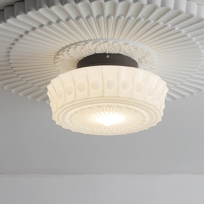 Flush Mount Ceiling Light Fixture Multi-Bulb Black Metal Glass 14 Inch for Living Room Dining Room Indoor Overhead Lighting E26 E27 Base