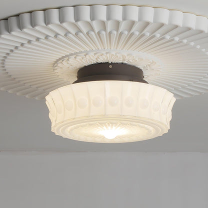 Flush Mount Ceiling Light Fixture Multi-Bulb Black Metal Glass 14 Inch for Living Room Dining Room Indoor Overhead Lighting E26 E27 Base