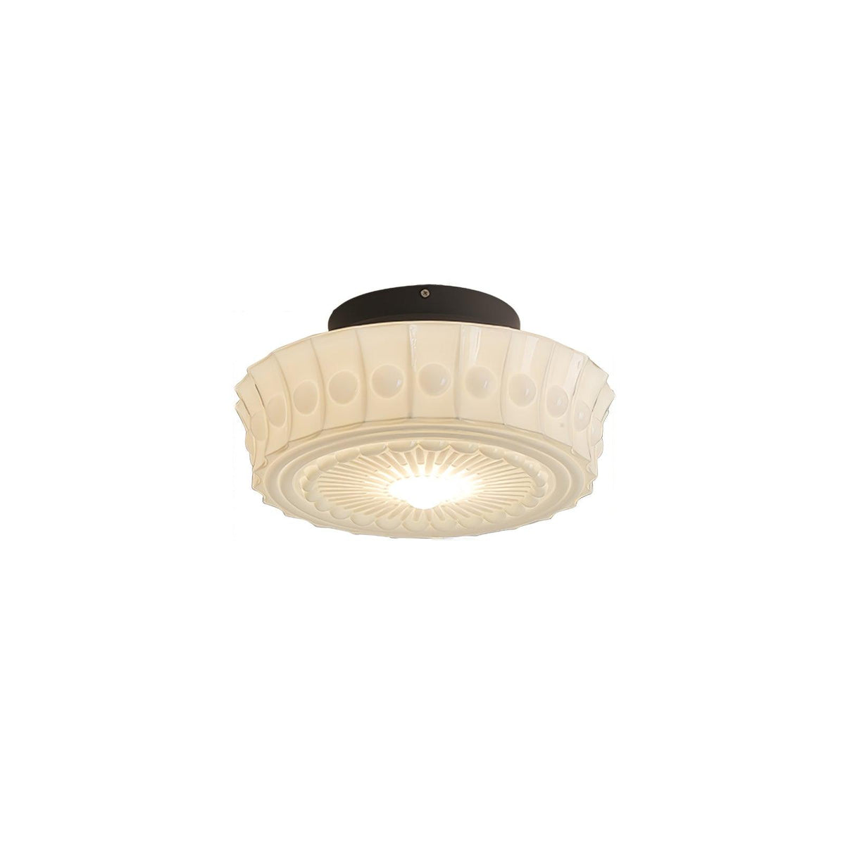 Flush Mount Ceiling Light Fixture Multi-Bulb Black Metal Glass 14 Inch for Living Room Dining Room Indoor Overhead Lighting E26 E27 Base
