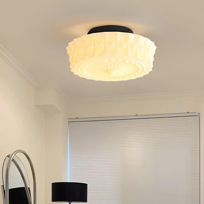 Flush Mount Ceiling Light Fixture Multi-Bulb Black Metal Glass 14 Inch for Living Room Dining Room Indoor Overhead Lighting E26 E27 Base