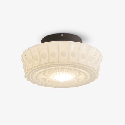 Flush Mount Ceiling Light Fixture Multi-Bulb Black Metal Glass 14 Inch for Living Room Dining Room Indoor Overhead Lighting E26 E27 Base