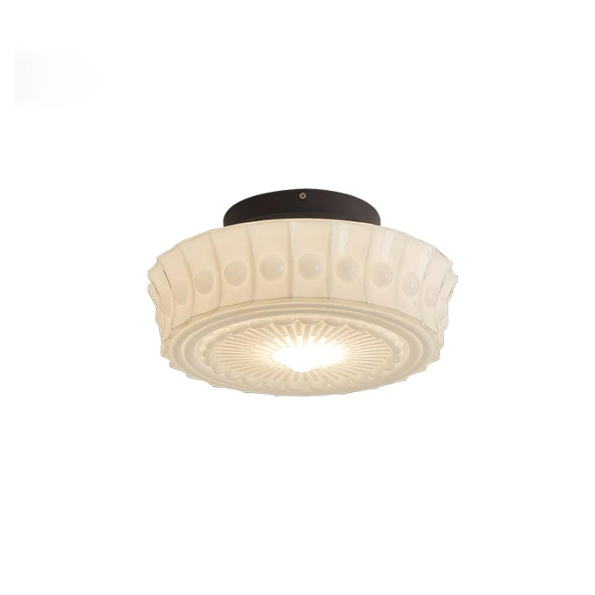 Flush Mount Ceiling Light Fixture Multi-Bulb Black Metal Glass 14 Inch for Living Room Dining Room Indoor Overhead Lighting E26 E27 Base