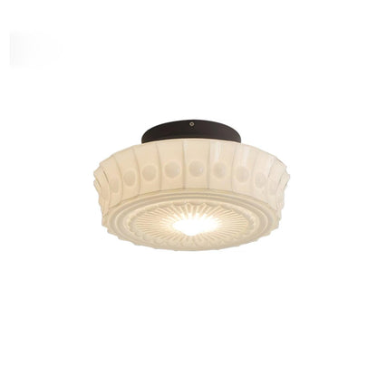 Flush Mount Ceiling Light Fixture Multi-Bulb Black Metal Glass 14 Inch for Living Room Dining Room Indoor Overhead Lighting E26 E27 Base