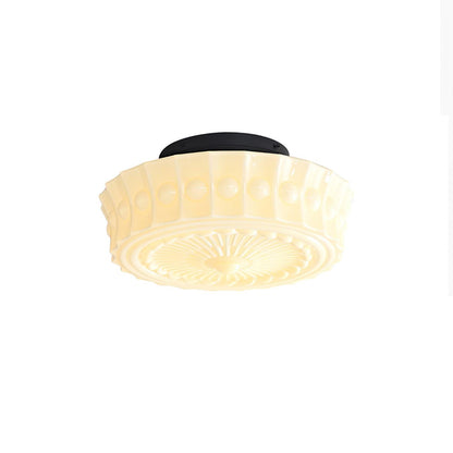 Flush Mount Ceiling Light Fixture Multi-Bulb Black Metal Glass 14 Inch for Living Room Dining Room Indoor Overhead Lighting E26 E27 Base