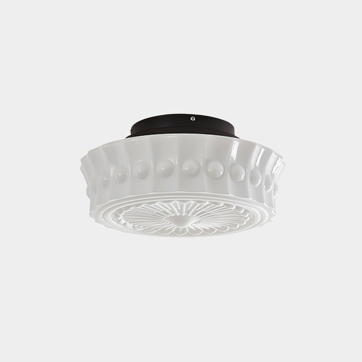 Flush Mount Ceiling Light Fixture Multi-Bulb Black Metal Glass 14 Inch for Living Room Dining Room Indoor Overhead Lighting E26 E27 Base