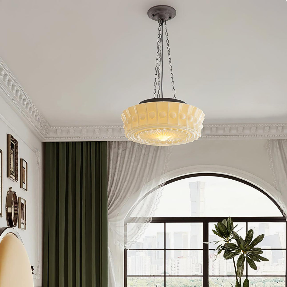 Hanging Ceiling Fixture with Dome Shade and Height-Adjustable Suspension for Kitchen Islands, Breakfast Nooks, Dining Spaces
