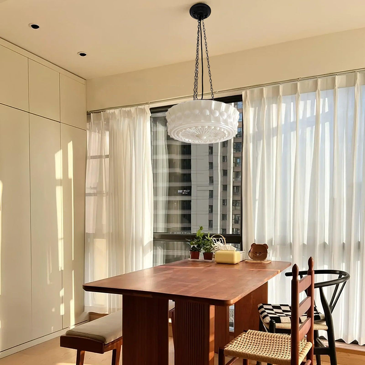 Hanging Ceiling Fixture with Dome Shade and Height-Adjustable Suspension for Kitchen Islands, Breakfast Nooks, Dining Spaces