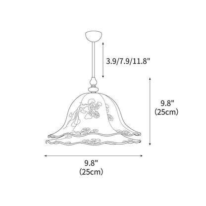 Hanging Fixture with Floral Fabric Shade 9.8-Inch Mixed Material Finish Gold Walnut Accents for Dining Room Kitchen Island Living Space Adju