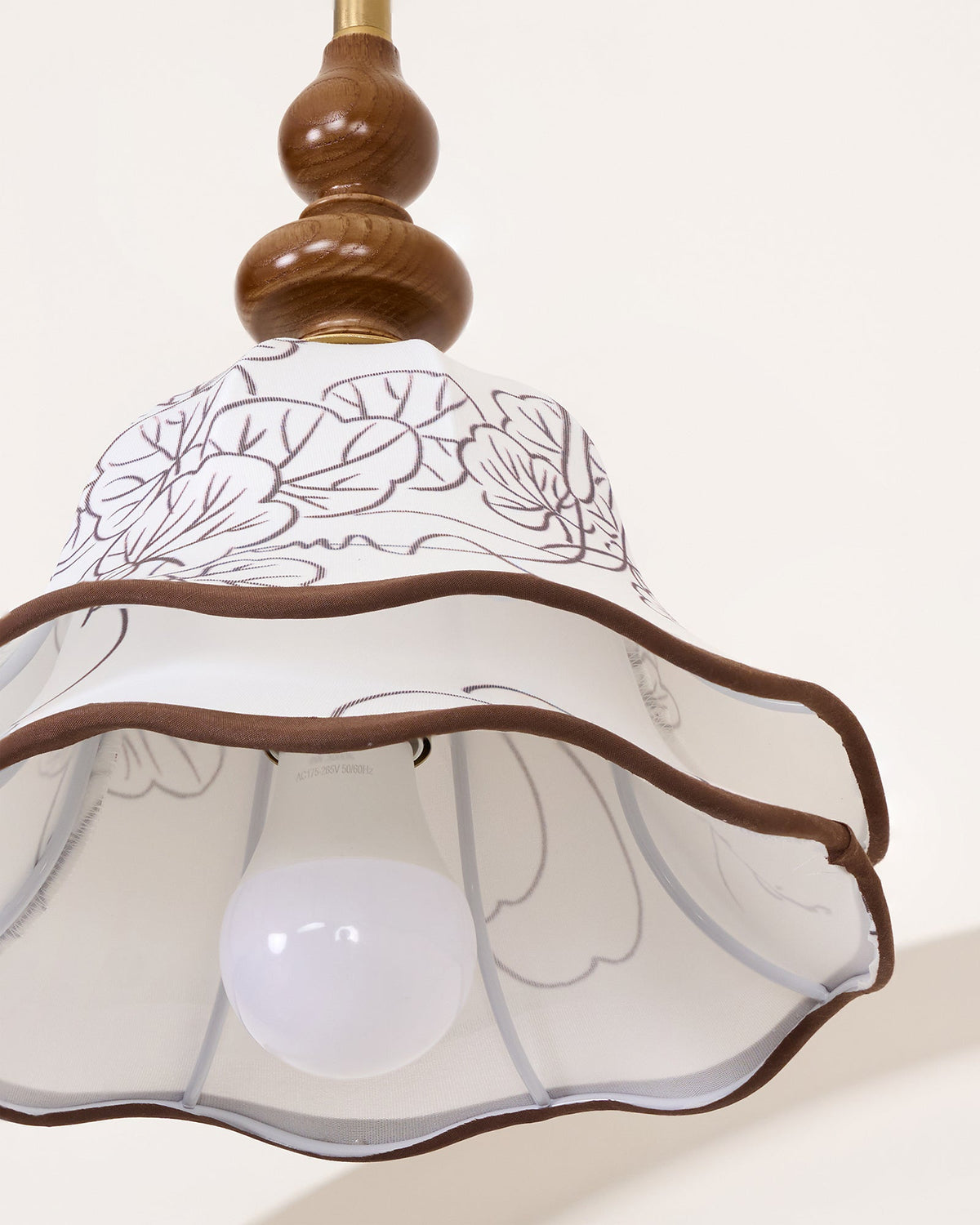Hanging Fixture with Floral Fabric Shade 9.8-Inch Mixed Material Finish Gold Walnut Accents for Dining Room Kitchen Island Living Space Adju