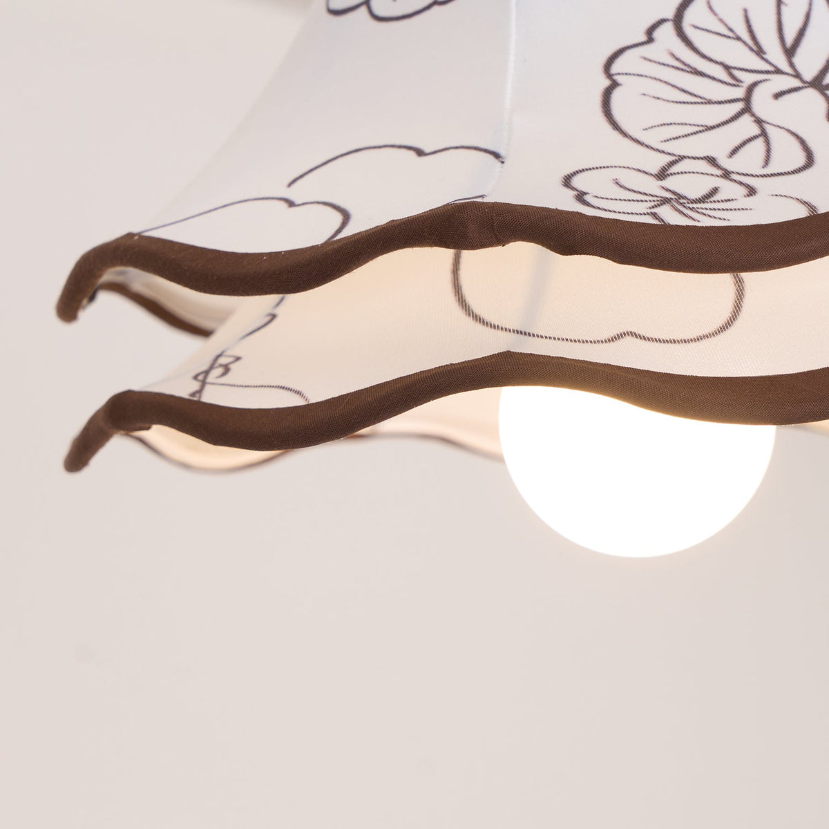 Hanging Fixture with Floral Fabric Shade 9.8-Inch Mixed Material Finish Gold Walnut Accents for Dining Room Kitchen Island Living Space Adju