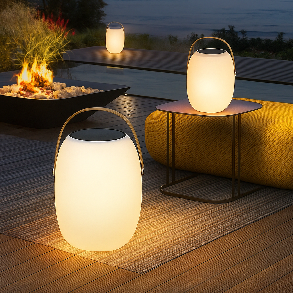 Cordless Solar LED Lantern 12 Inch Glass Rechargeable Outdoor Light for Patio Deck Balcony Garden Dining Evening Illumination Battery Operat