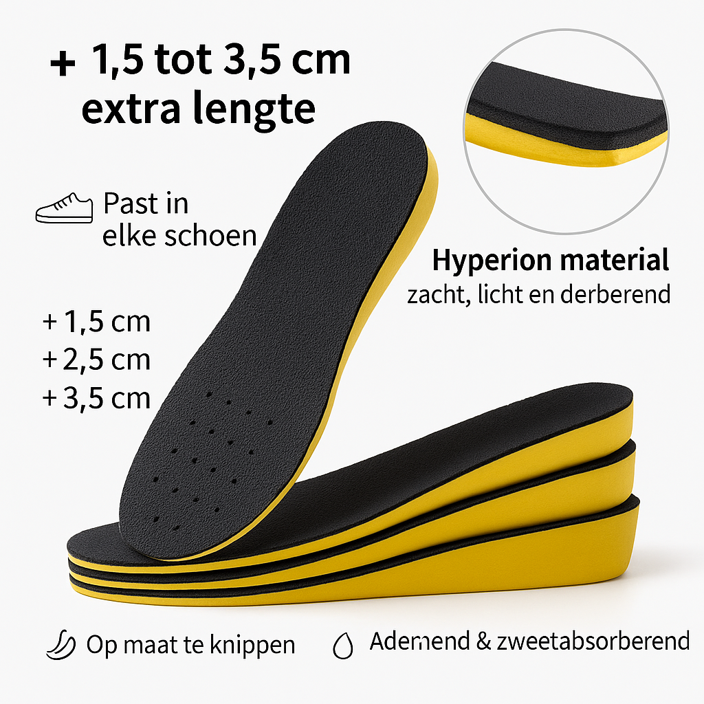 Invisible Height Boost Insoles for Men & Women – Silicone Shoe Lifts with 3 Lift Options for Dress Shoes, Sneakers & Boots