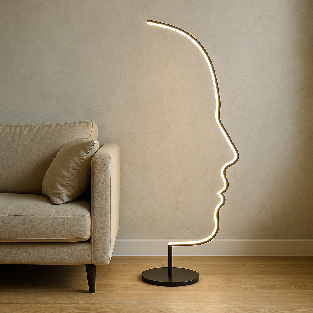 Modern Sculptural LED Standing Lamp 22 Inches Tall Black Metal for Contemporary Living Spaces Accent Lighting Home Decor
