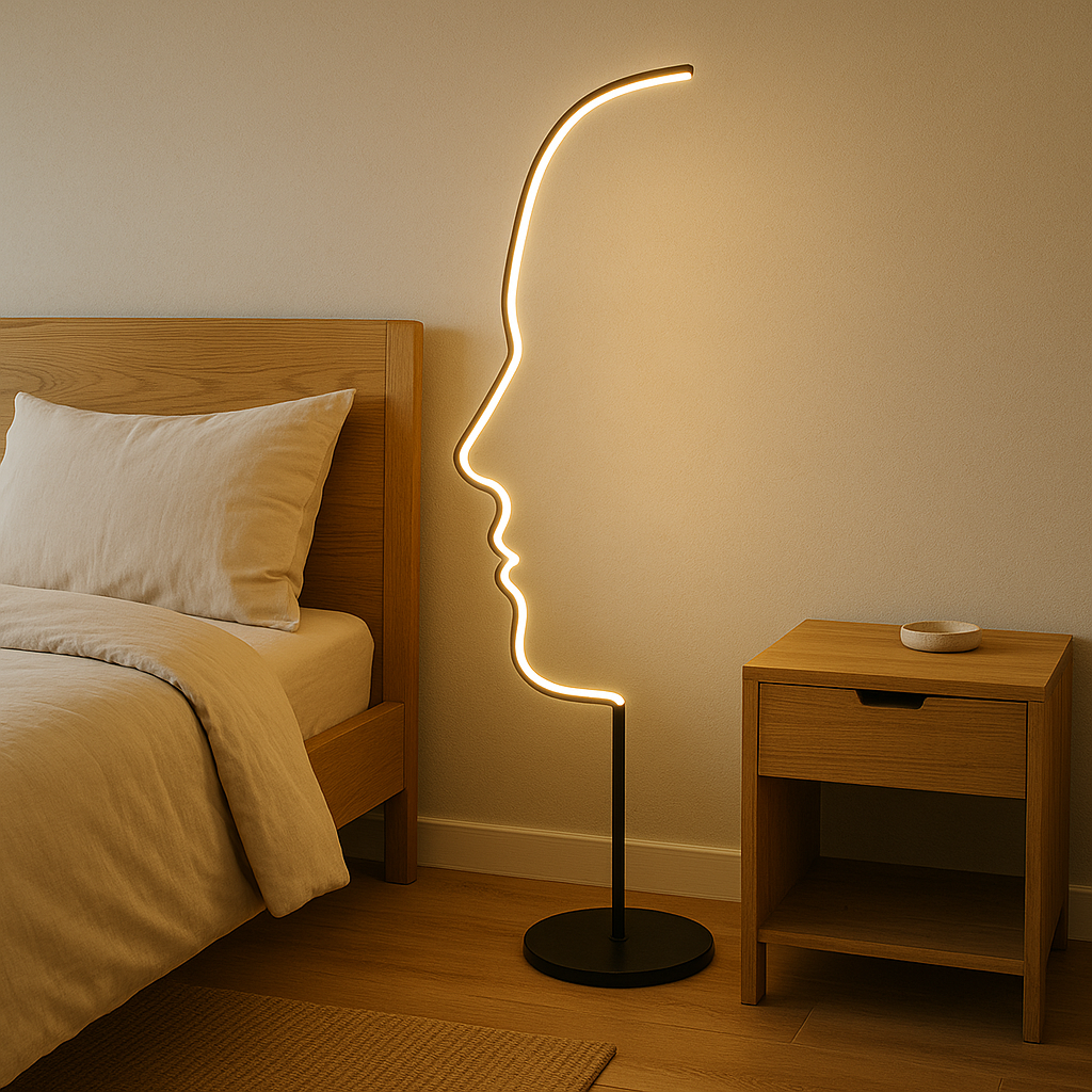 Modern Sculptural LED Standing Lamp 22 Inches Tall Black Metal for Contemporary Living Spaces Accent Lighting Home Decor