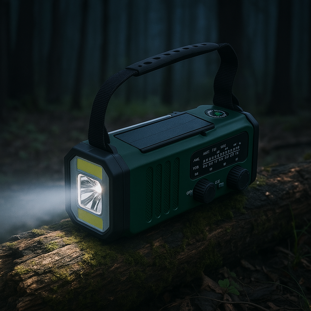 Hand-Crank Solar Emergency Radio with LED Flashlight & Phone Charger for Power Outages Camping Hiking Outdoor Survival Kit AM FM Weather