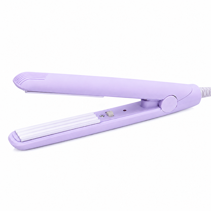Compact Ceramic Hair Straightener & Curling Iron 2-in-1 – 375°F Constant Heat, Travel-Size 6.5 in for Curls & Sleek Hair, Bangs & Touch-Ups