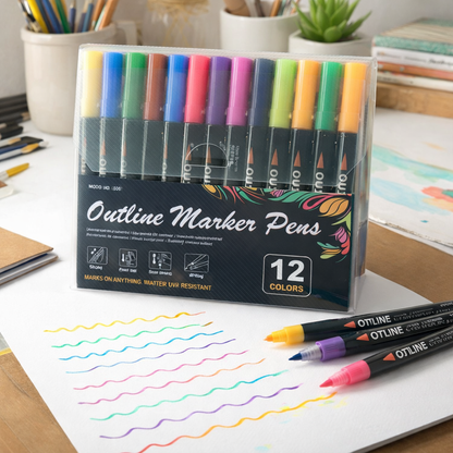 Dual-Tip Metallic Art Markers for Kids – Vibrant Colors for Glass, Paper & Acrylic Projects