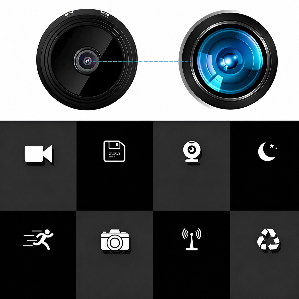 Compact HD Security Camera with Night Vision for Indoor & Outdoor Monitoring | 1080P Wireless Surveillance Cam | Motion Detection Alerts