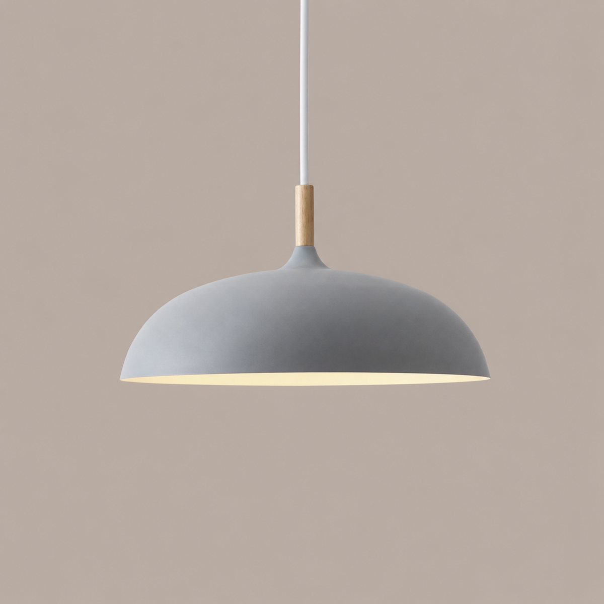 Dome Pendant Light with Adjustable Cord – Aluminum & Wood Accent for Dining Room, Kitchen Island & Reading Nook