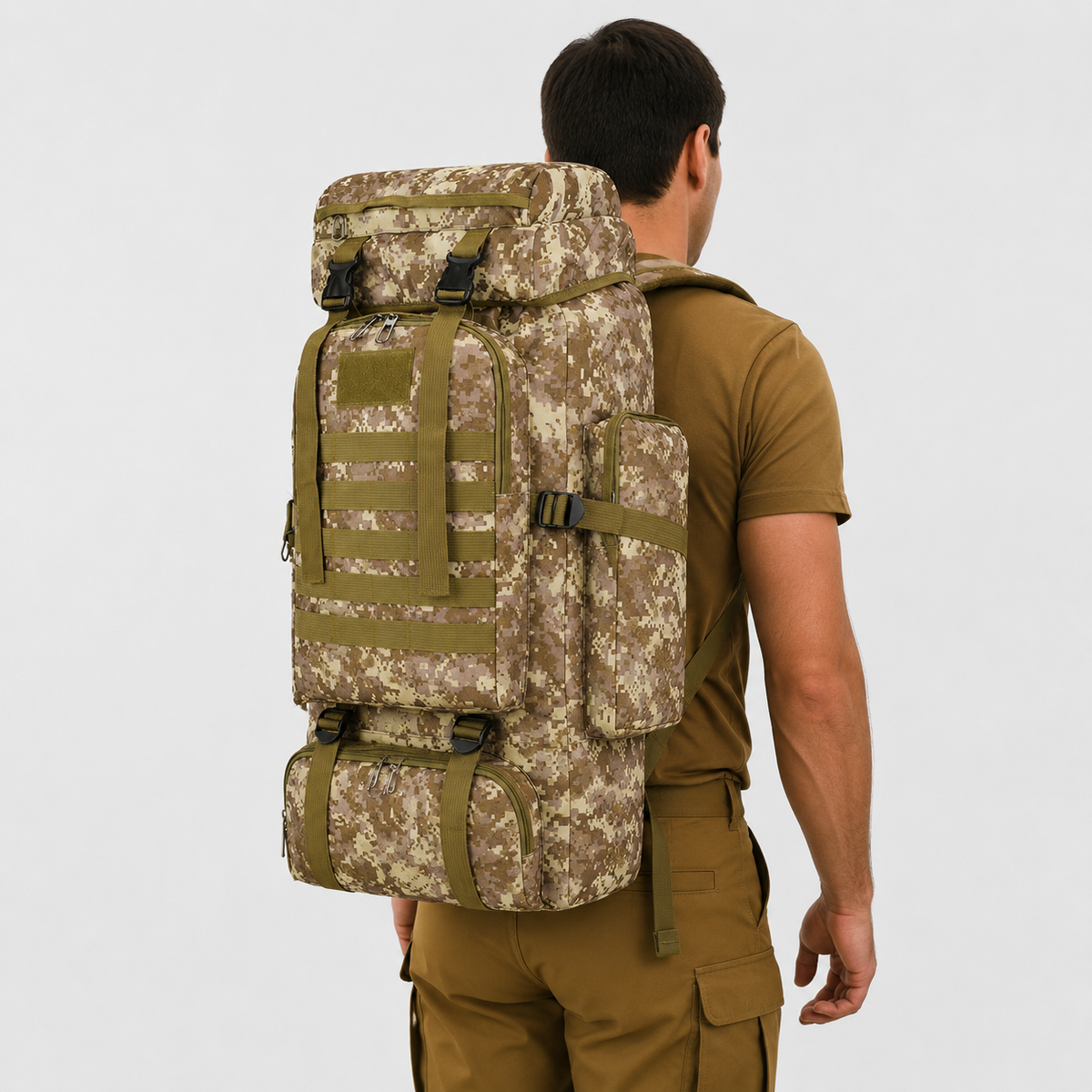 80L Expedition Hiking Backpack – Tactical Multi-Day Trekking Pack with MOLLE Webbing & Padded Straps for Camping & Travel
