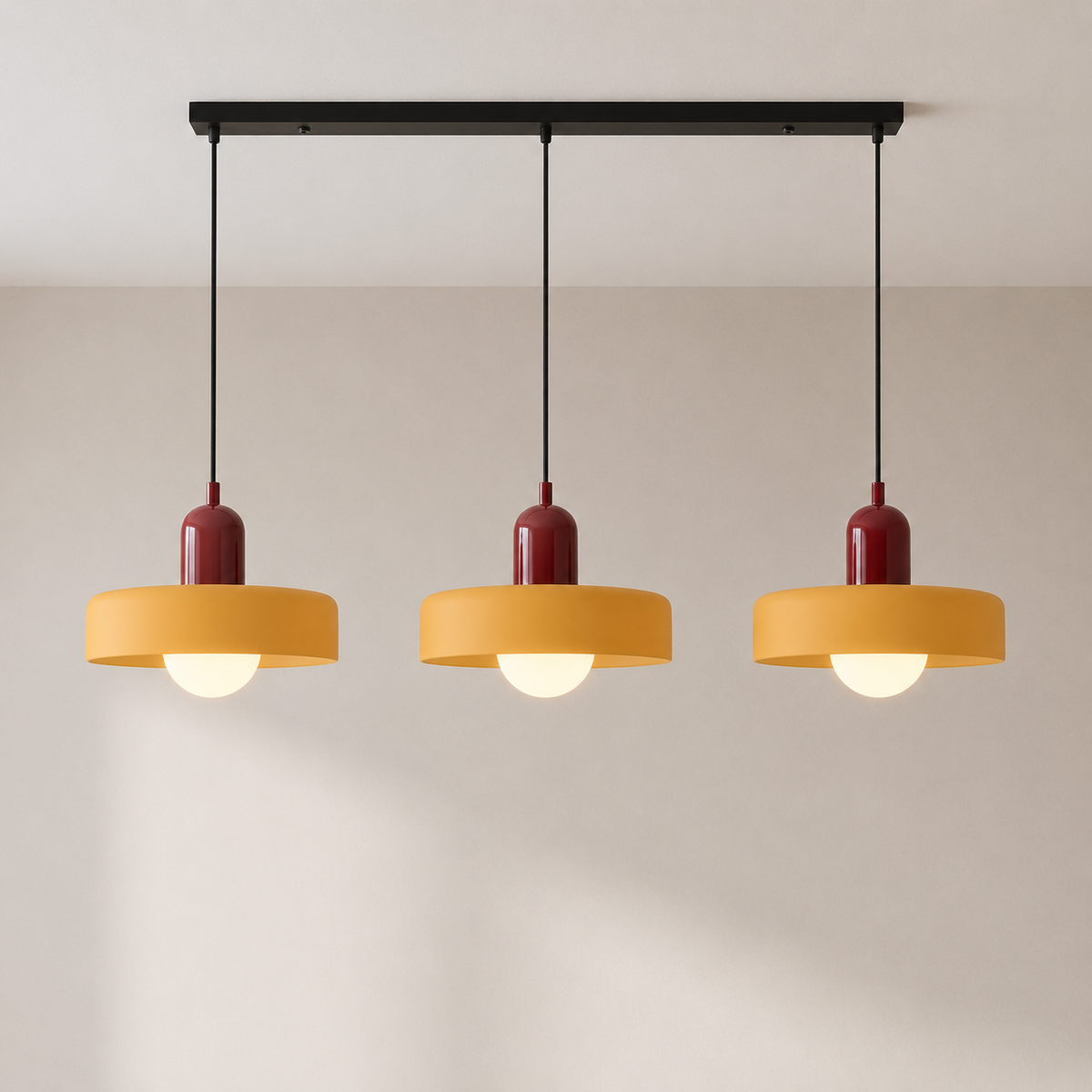 3-Light Geometric Glass Pendant Chandelier – Adjustable Height Statement Fixture for Dining Room, Kitchen Island & Bar | Modern Art Deco