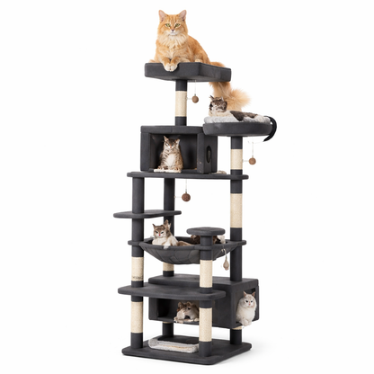 Cat Tree for Large Cats, Multi Level Cat Tower with Condo and Hammock, Sisal Cat Scratching Post for Indoor Cats