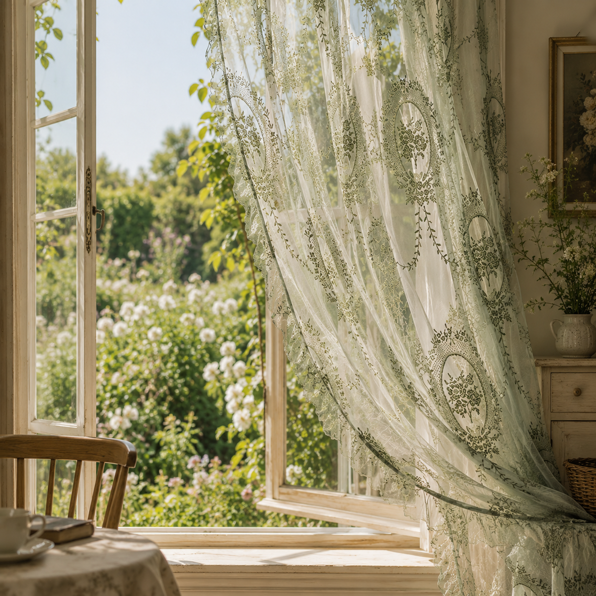 Herbelle™ – Vintage Botanical Embroidered Curtain