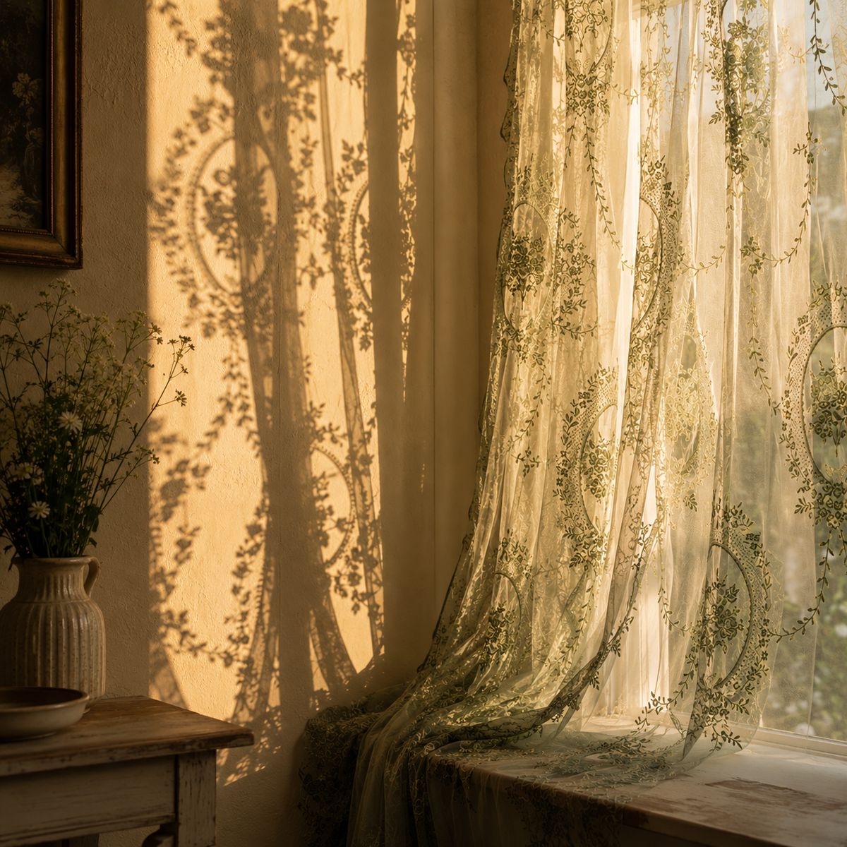 Herbelle™ – Vintage Botanical Embroidered Curtain