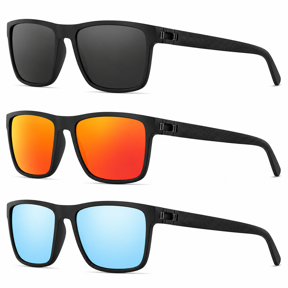 UV400 Polarized Sunglasses 3-Pack for Driving Glare Reduction Day Night Vision Protection Men Women