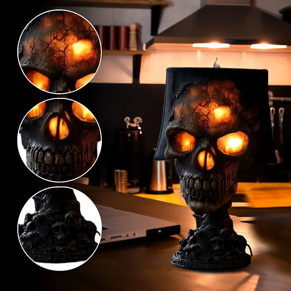 Skull Lava Lamp with Flowing Red Core – Gothic Ambient Table Light for Bedroom, Gaming Room & Dark Decor