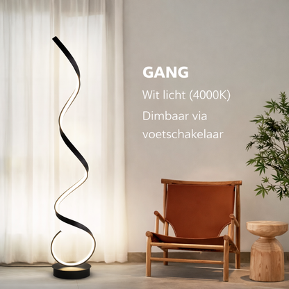 Sculptural Spiral LED Standing Lamp 52 inches Adjustable Brightness Aluminum Contemporary Living Room Bedroom Home Office Remote Dimmable
