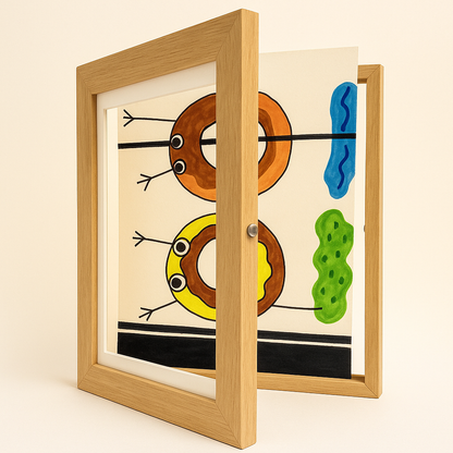Magnetic A4 Artwork Display Frame 9.4 x 7.1 Inches Wall-Mount Storage Holder for Kids Drawings School Papers Certificates Family Memories