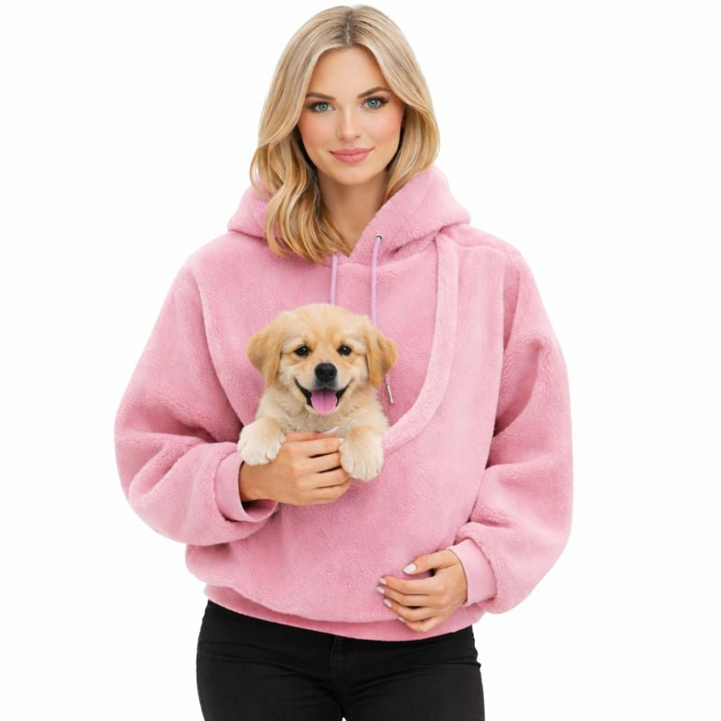 Cozy Pet Carrier Hoodie | Dog Carrier with Soft Front Pouch | Hands-Free Design for Comfort and Bonding