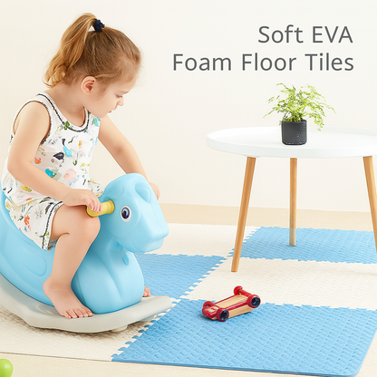 Interlocking Foam Floor Tiles 12x12 Inch Non-Slip Cushioned Baby Crawling Mat for Nursery Playroom Kids Activity Area Water-Resistant EVA Pu