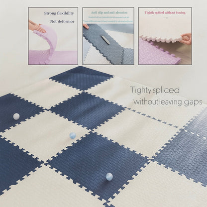 Interlocking Foam Floor Tiles 12x12 Inch Non-Slip Cushioned Baby Crawling Mat for Nursery Playroom Kids Activity Area Water-Resistant EVA Pu