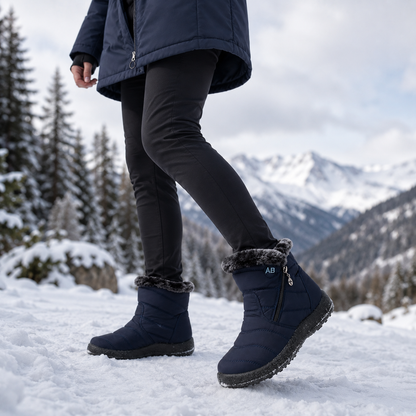 Women's Insulated Waterproof Ankle Boots with Side Zip & Anti-Slip Sole for Cold Weather Walking