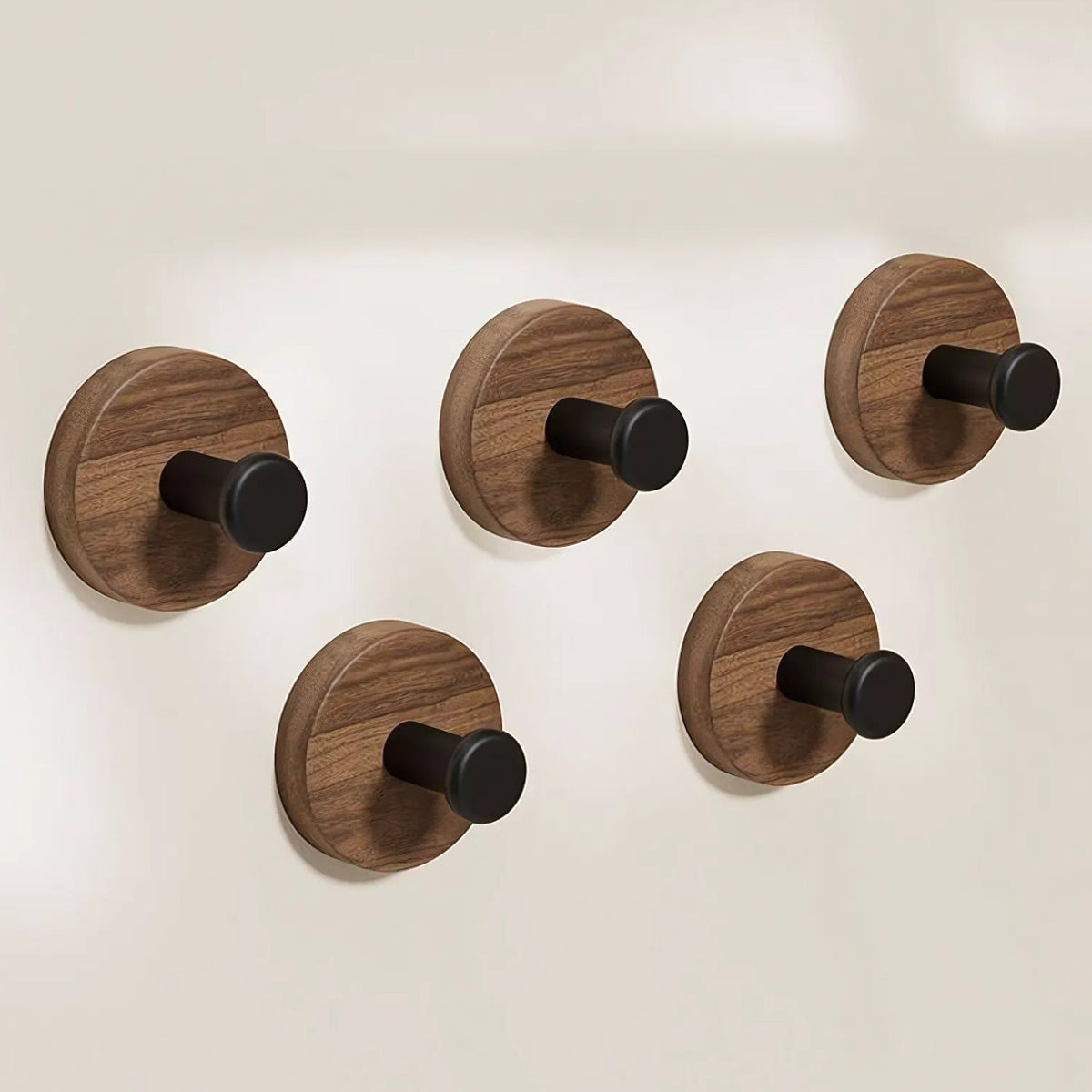 Chic Timber Coat Hooks for Wall - Self-Adhesive, Modern Design