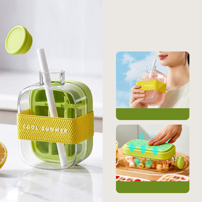 Ortekor Chic Hydration | 2-in-1 Ice Cube Bottle with Space-Saving Design | Portable & Stylish for Refreshing Drinks