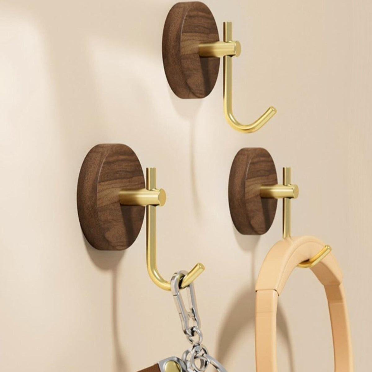 Chic Timber Coat Hooks for Wall - Self-Adhesive, Modern Design